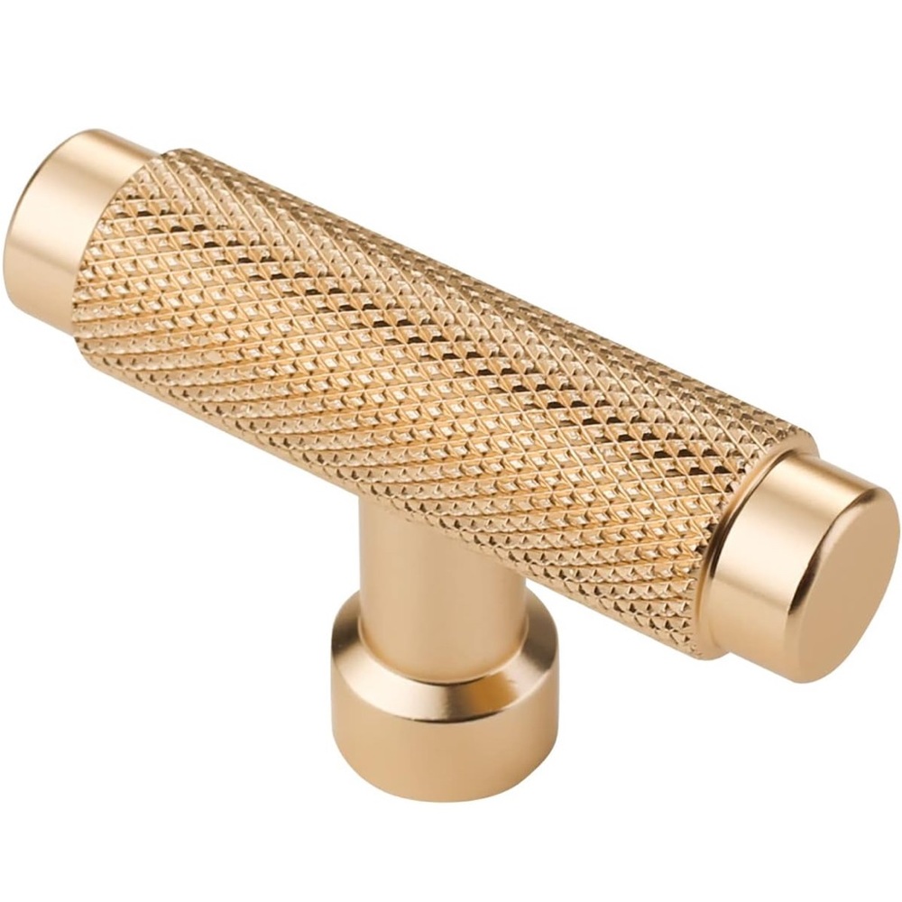 NIB 10 Pack Gold T Bar Knurled Knobs, 2.1 Inch(55mm)